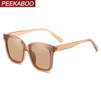 

Peekaboo korean stlye women square sunglasses polarized uv400 brown gray oversized ladies sun glasses for beach 2020 summer