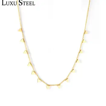 

LUXUSTEEL Necklace For Women Friend 2020 New Gold Color Triangles Pendants Stainless Steel Chains Necklaces collares christmas