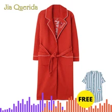 Женская зимняя Пижама с подкладкой, хлопок, халат с длинным рукавом, милый мультяшный кардиган с поясом, теплое женское домашнее кимоно, халаты, новинка