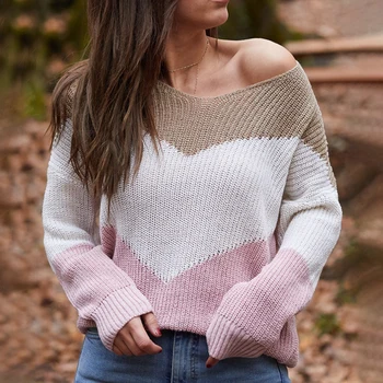 

Sweaters Women Winter 2020 Knitted Clothes Fashion Women Patchwork Knit Warm Sweater Female Loose Casual Large Size Clothes