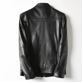 

Short Genuine Jacket Men Korean Sheepskin Coat Casual Men's Leather Jackets Biker Veste Cuir Homme KFS18M006 KJ2168