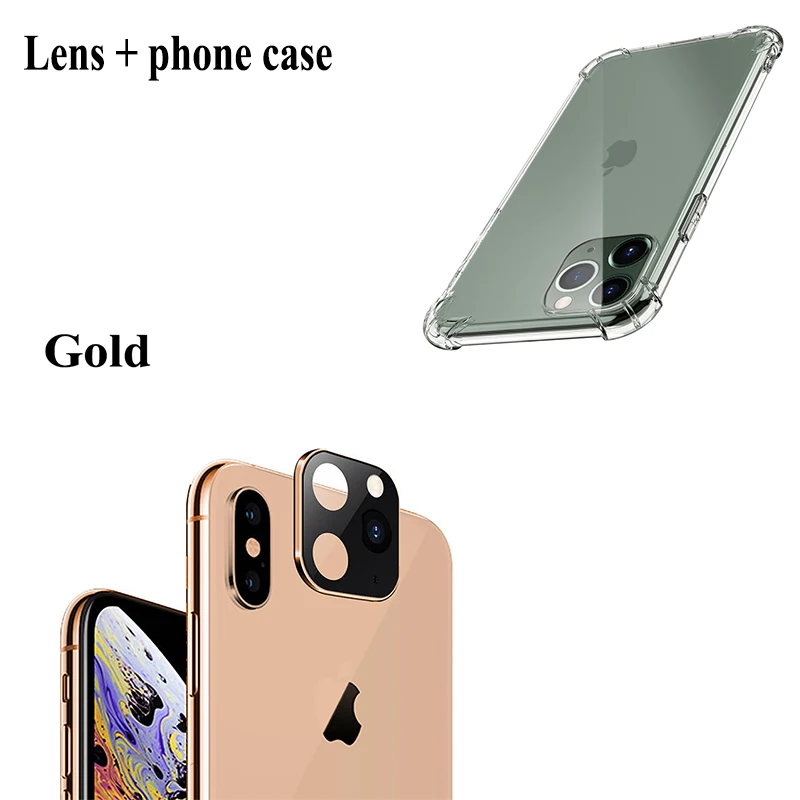 Камера объектив для iPhone X Xs Max во-вторых зарядка iPhone 11Pro MAX поддельные Камера металлического сплава защитная накладка для задней панели телефона - Цвет: Gold Case