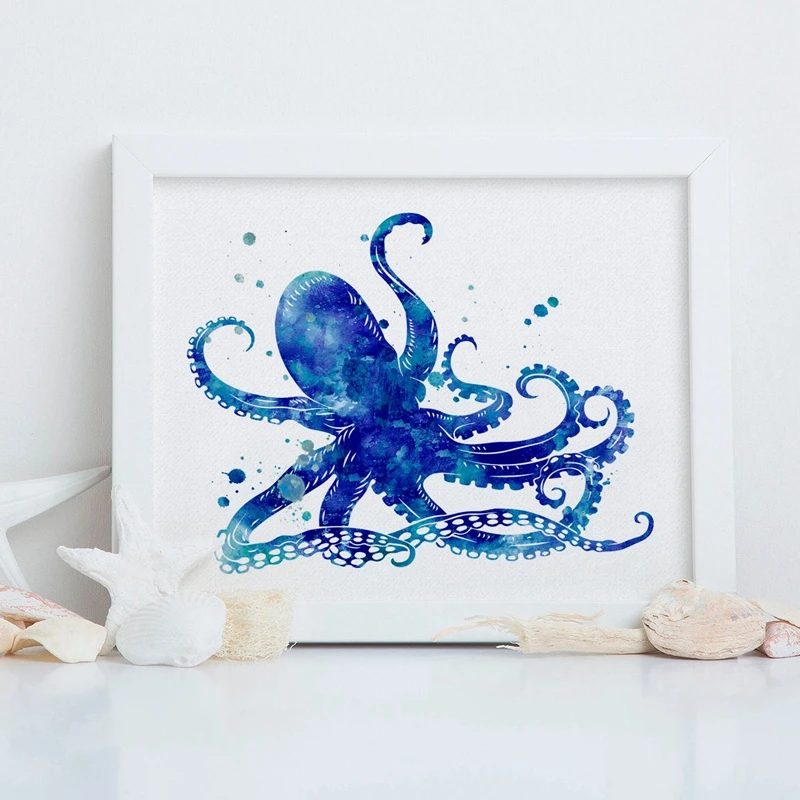 Nautical Decor Sea Life Print Octopus Home Decor Octopus Print Coastal Decor Octopus Poster Nautical Wall Art
