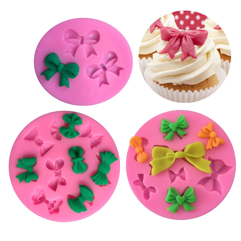 

Bowknot Silicone Molds DIY Cupcake Topper Fondant Cake Decorating Tools Polymer Clay Candy Chocolate Gumpaste Moulds