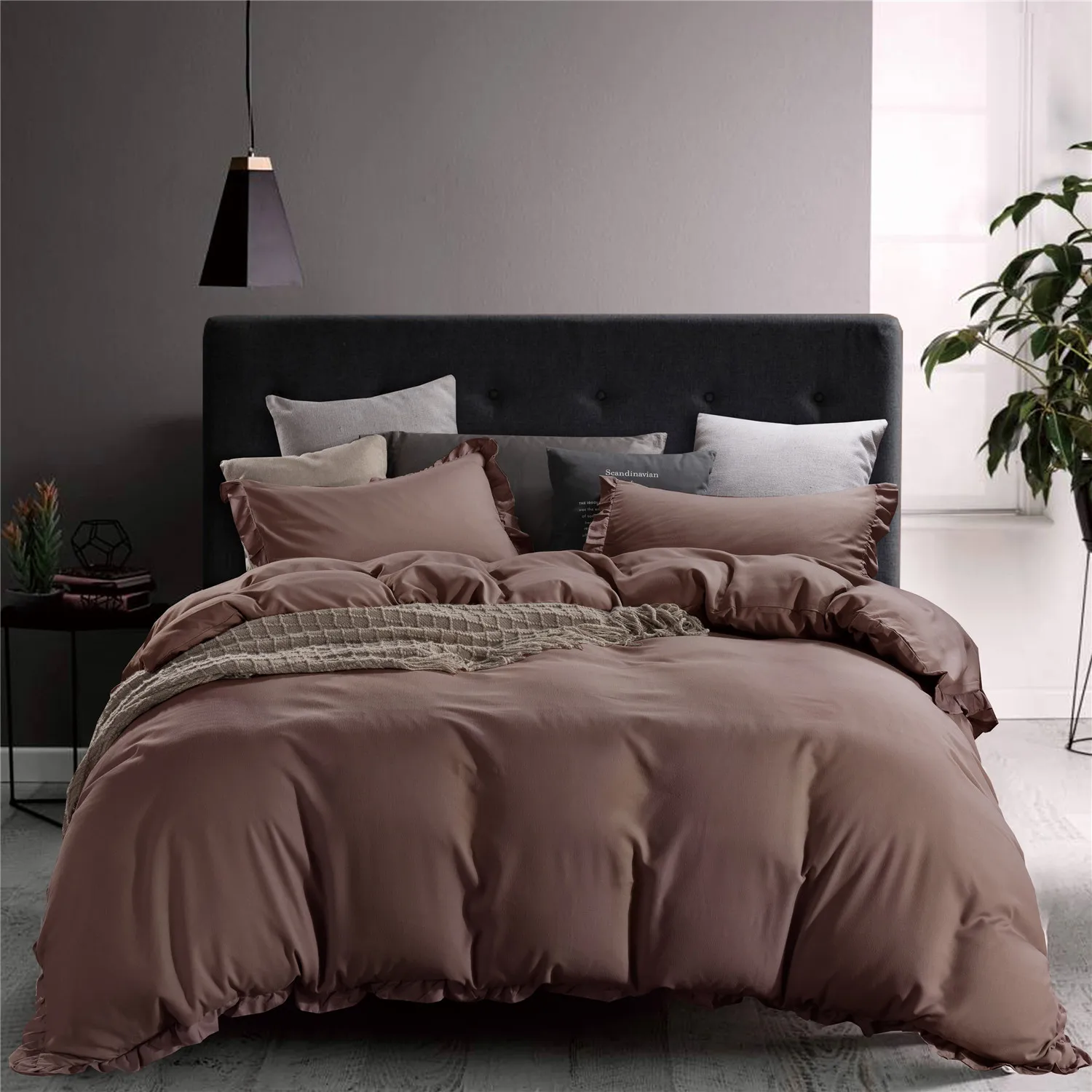

HM Life Duvet Cover Sets Solid 5 Colors 3Pcs/Set Simple Style Comfortable Soft King Queen Twin Size Sanding Bedding Sets