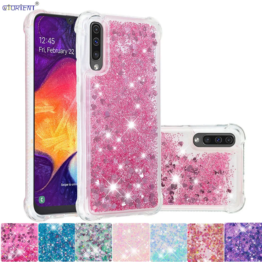 Блестящий чехол для Samsung Galaxy A30s A50 2019 милый мягкий с блестками в виде жидкости