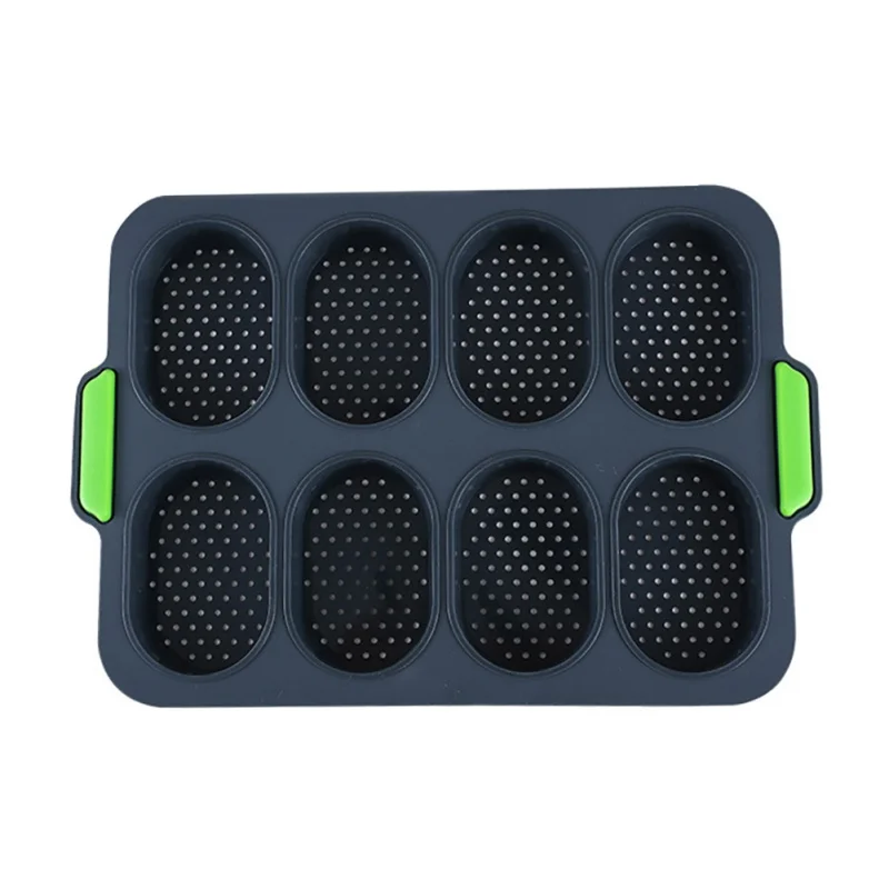 

Bread tray 8-hole non-stick grid DIY flexible good heat-resistant hamburger bread baking mold silicone household practical