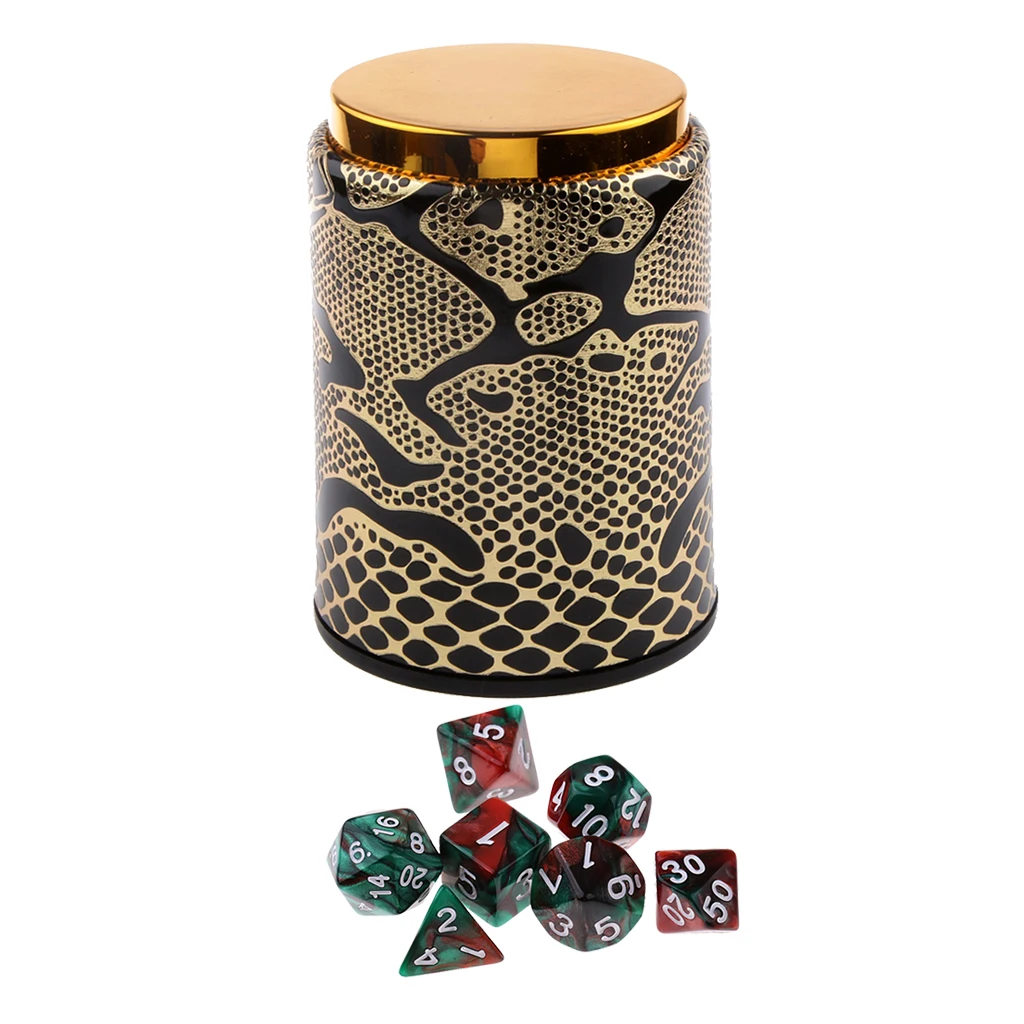 7X Acrylic Polyhedral Dice For Dungeons And Dragons Board Games Accessory+Dice Cup #1