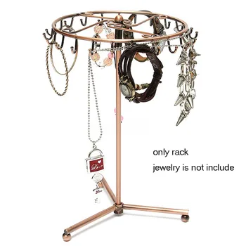 

23 Hooks Rotating Copper Color Metal Necklace Bracelet Holder Jewelry Display Stand