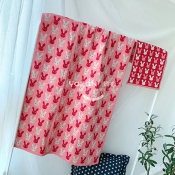 

2 pieces Yazan three-layer gauze cotton towel fabric men's and women's bath towel cartoon rabbit face towel set Bath towel suit