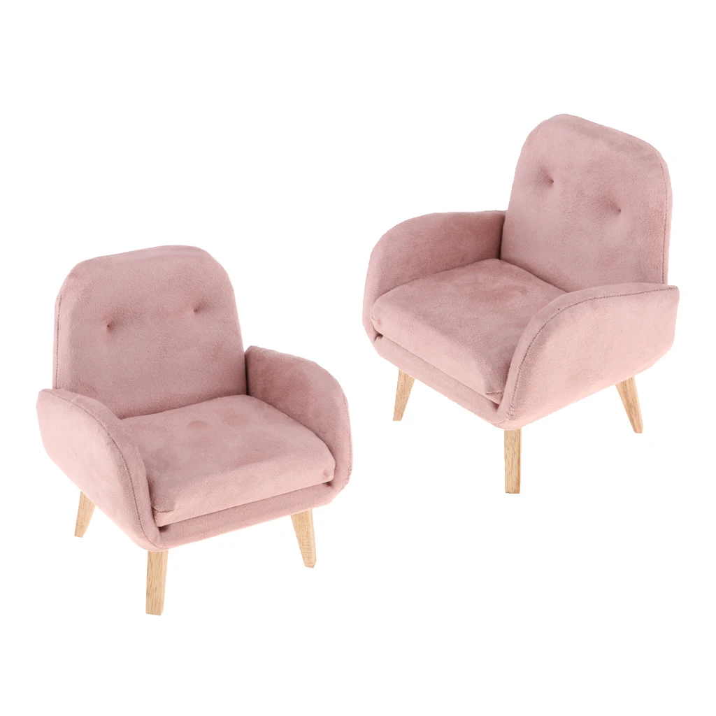 MagiDeal 2 шт 1/6 шкала фланелет диван кресло кукольный домик мебель аксессуары-розовый цвет