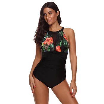 

Hot Sell Sexy Swimwear Women Mesh Swimming Mujer Bikini Summer Floral Print One Piece Swimsuit Bathing Suit Beach Wear Biquinis.
