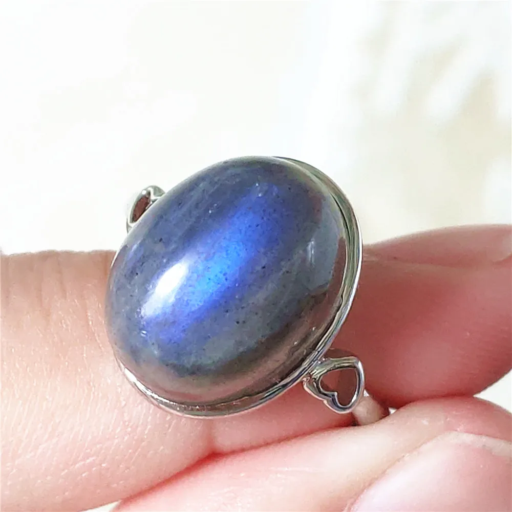 name necklace Genuine Natural Labradorite Blue Light Adjustable Ring 925 Sterling Silver Labradorite Oval Resizable Ring Jewelry AAAAAA gold necklace design