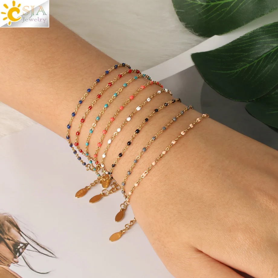 

CSJA Stainless Steel Bracelets for Women Gold Color Chain Link Jewelry Accessories for Handmade Bracelet Mujer Pulsera Diy S570