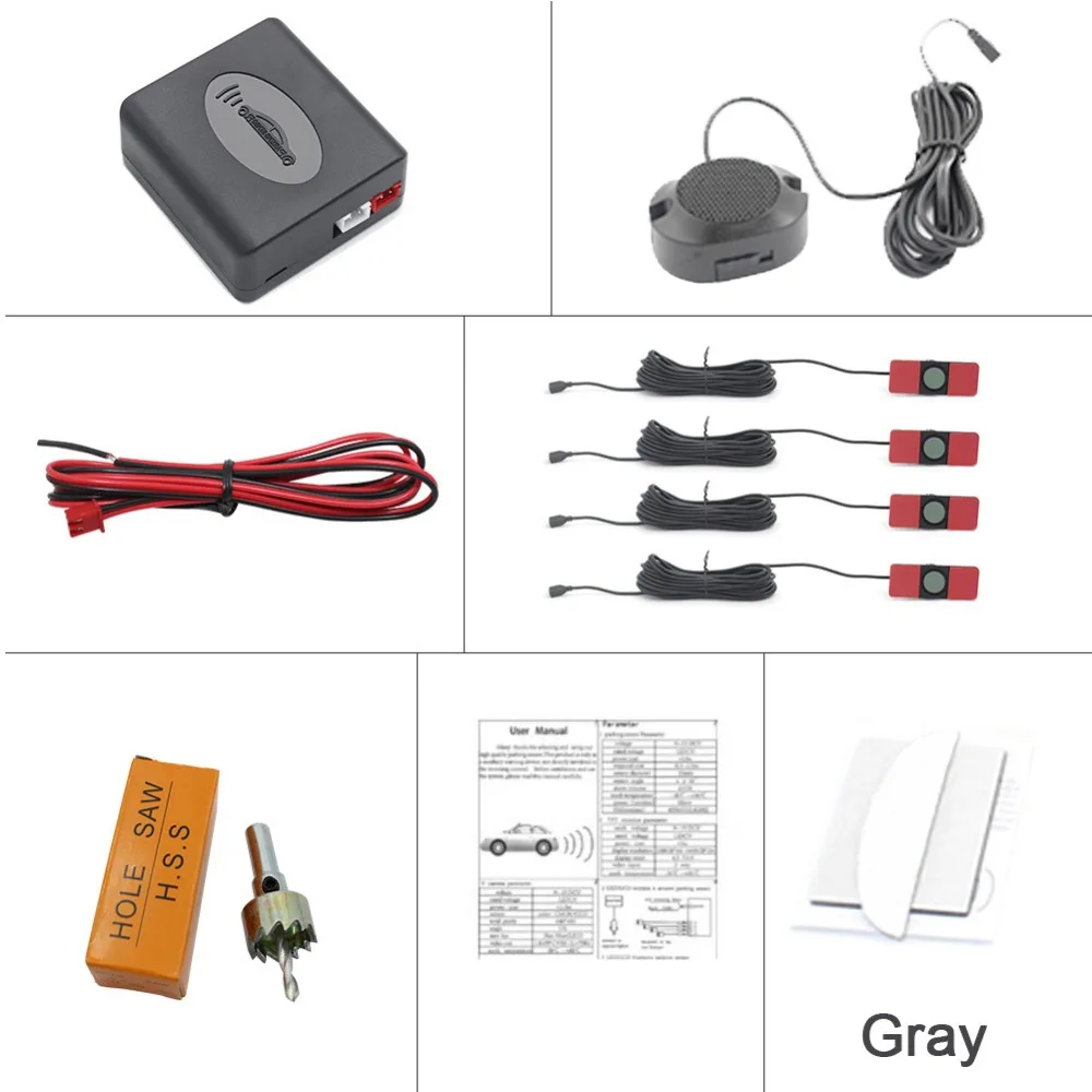Автомобильный парковочный набор датчиков светодиодный/lcd/Buzzer 4 Плоский Обратный Датчик парковки с монитором комплект 16 мм 12 в резервный Радар монитор системы
