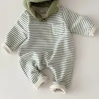 Newborn Baby Striped Romper Spring Infant Boys Girls Casual Jumpsuit Toddler Kids Fleece One-piece Babies Warm Winter Clothes 6