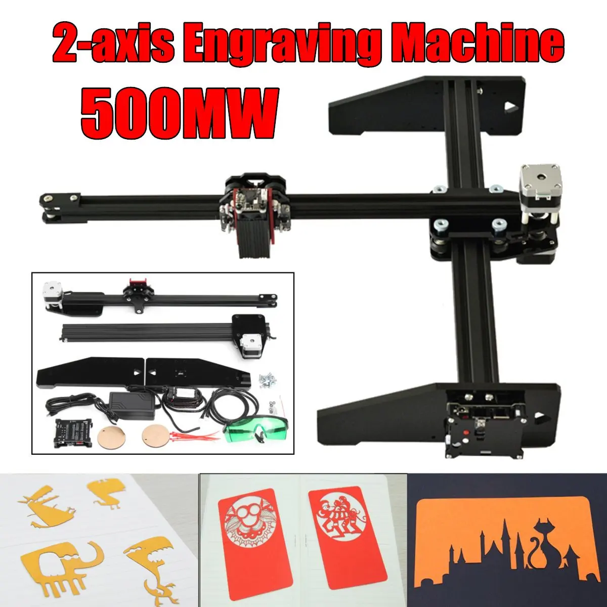 

Newest 40*30cm 500mw 2Axis A3 Laser Engraving Cutting Engraver CNC Home DIY Cutter Printer Using Stepper Motor Machine Tool