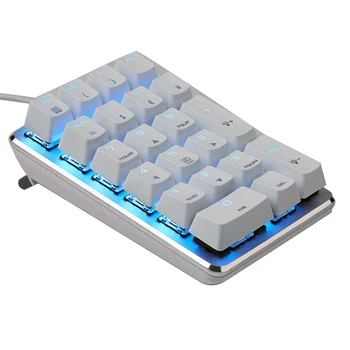 

White Wired Smart 21-Key Mechanical Numeric Keypad Cherry Switches ( White Backlight)/Gateron Switch(Ice Blue Light)