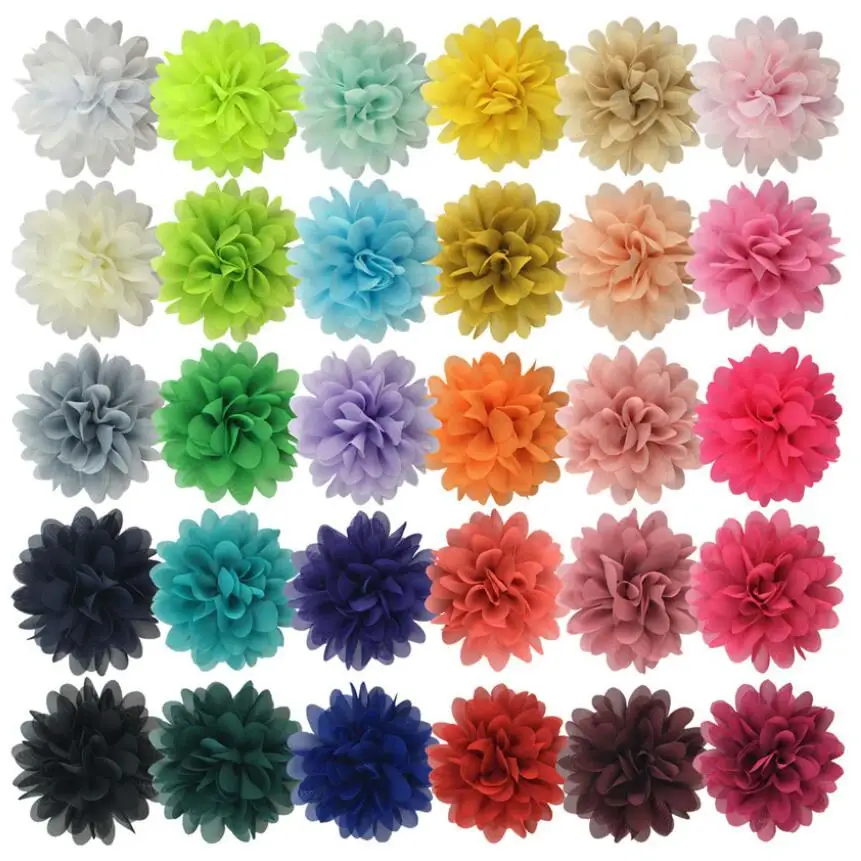 New 4.0" Girls Chiffon Flower in handmade 30 colors multi layers