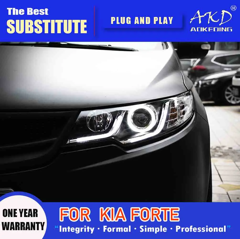 AKD автостайлинг для Kia Forte фары 2010-2014 Cerato светодиодные DRL Биксеноновые линзы