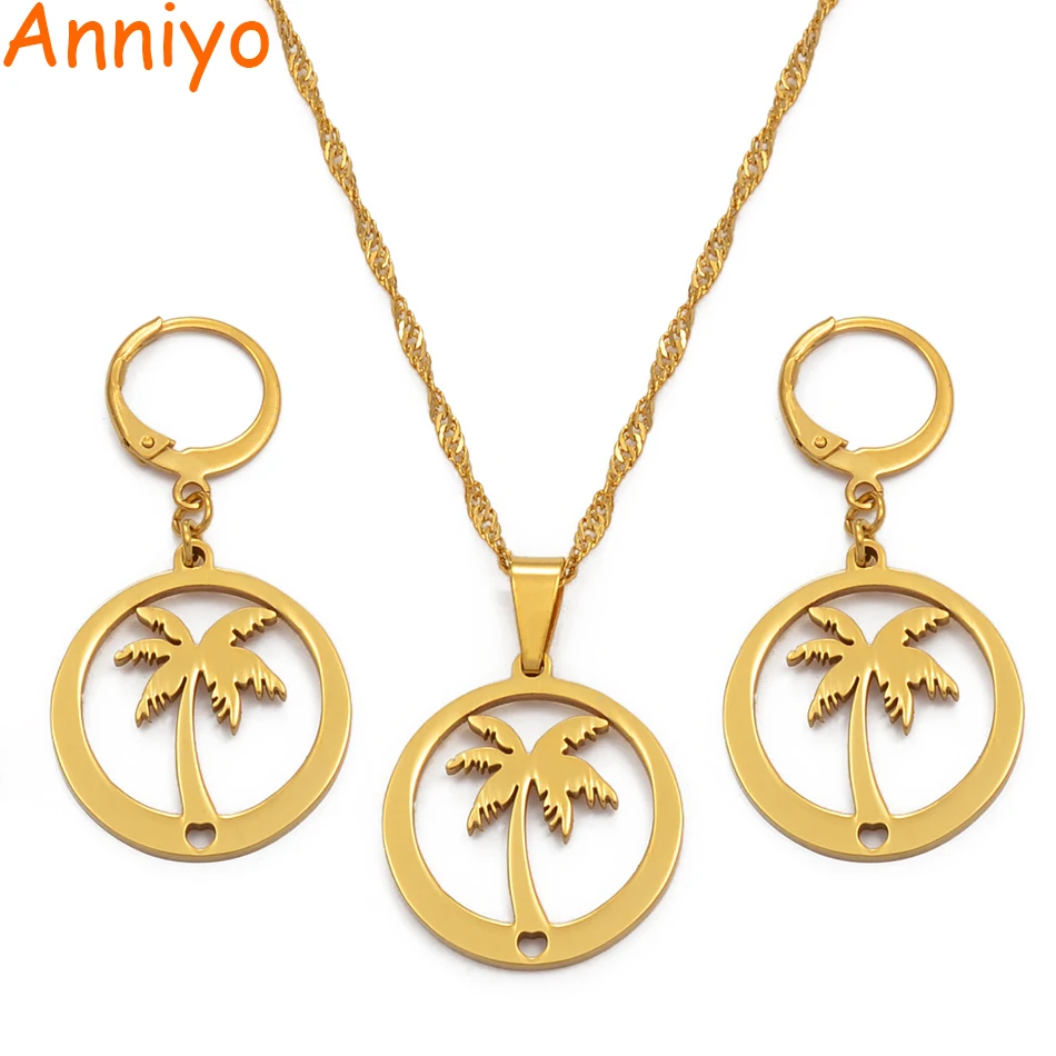 

Anniyo Coconut Tree Earrings for Women/Girls,Gold Color Jewelry Beach Style (More Models Please Check My Store) #031721S@
