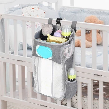 

Portable Baby Bed Storage Bag Hanging Waterproof Toy Diapers Pocket Bedside Organizer Infant Crib Bedding Set