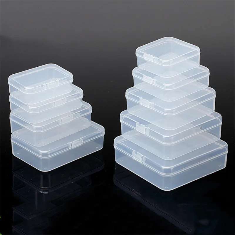 

1PC Mini Portable Plastic Transparent Storage Boxes Square Pill Jewelry Earplug Earring Box Home Organization