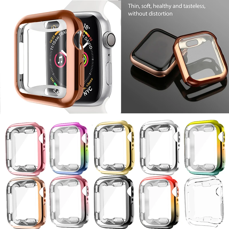Мягкий ТПУ полноэкранный защитный чехол для Apple Watch 5 4 3 2 1 44 мм 42 40 38 градиентный