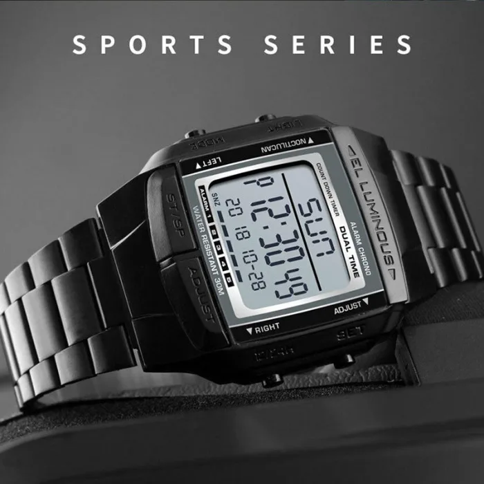Мужские часы, электронные часы, водонепроницаемые, с подсветкой, светодиодный, цифровые, спортивные наручные часы LL@ 17