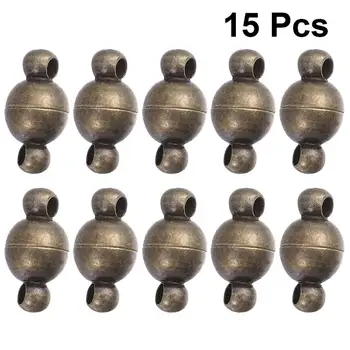 

15pcs 6mm Cylindrical Magnetic Clasps DIY Magnetic Buckle Multi Purpose Jewelry Clasp for Necklace Bracelet (Bronze)