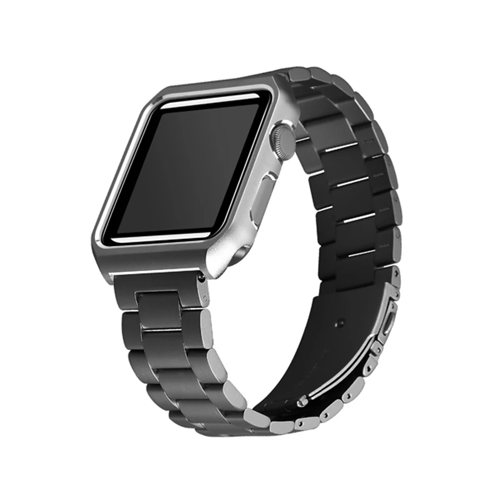 Чехол+ ремешок для Apple watch band 4 44 мм 40 мм iWatch 3 band 42 мм/38 мм металлический браслет из нержавеющей стали ремешок для часов+ чехол для часов