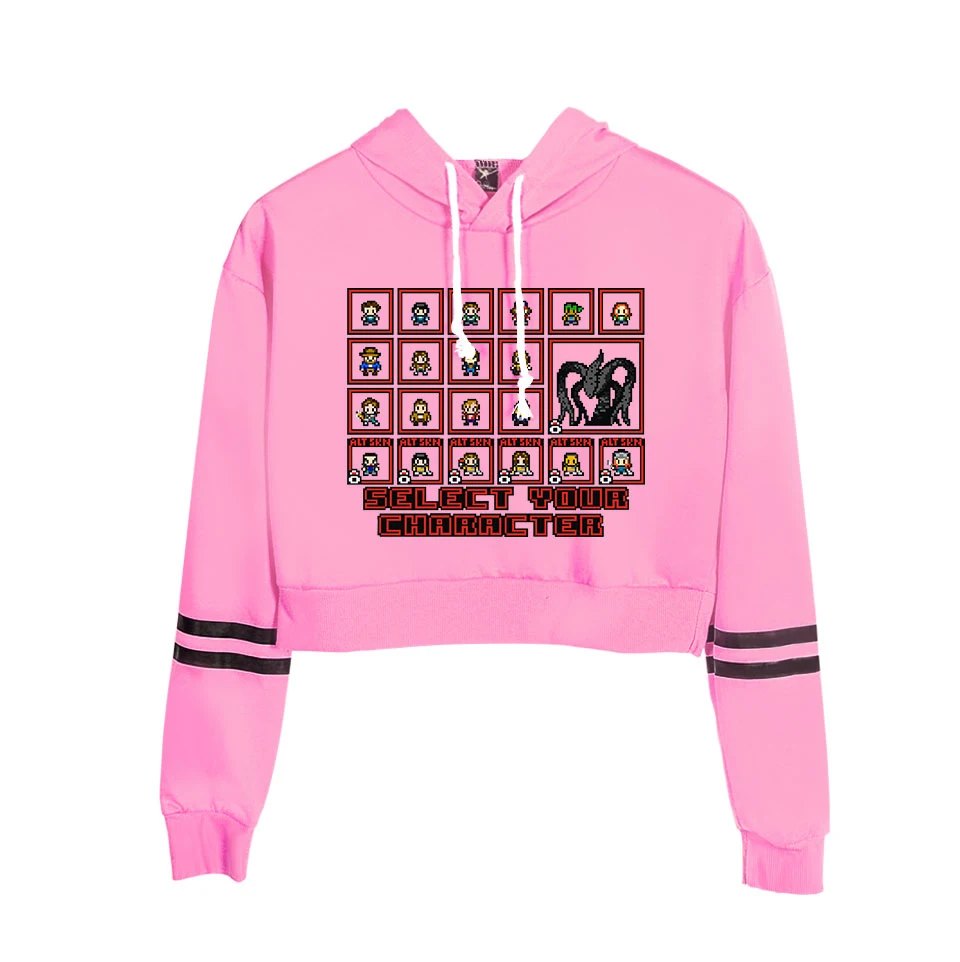 Stranger Things Hoodie Sexy Women Spring Autumn High waist Black Short Sweatshirt Ladies Hoodies Ca