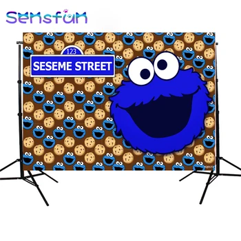 

XQ0173 Cookie Elmo Party Backdrops Children Birthday Photophone Background for Photography Studio Sesame Street theme Banner