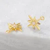 6PCS 11MM 24K Gold Color Plated Brass with Zircon explosion Six-star Charms Pendants High Quality Diy Jewelry Accessories ► Photo 3/6