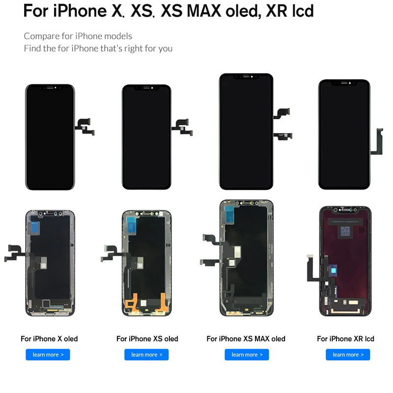 TOP Quality OLED Display For iphone XsMax XR LCD Screen Digitizer with Touch Screen Black For iphone X Xs Display