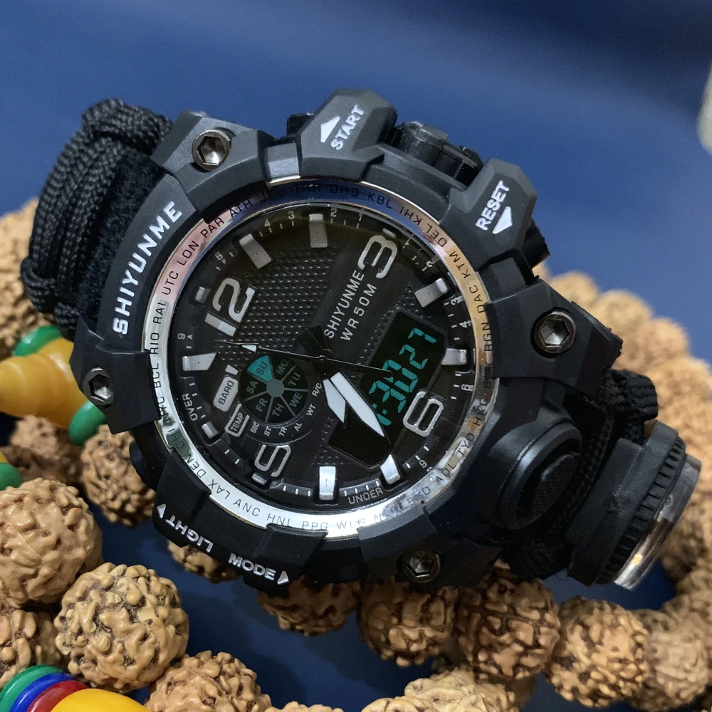 men's digital watch with compass