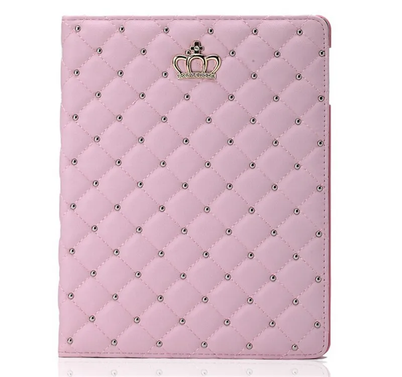 Pale Pink Умный чехол для Apple iPad 4 чехол для Ipad 2 Ipad 3 из искусственной кожи чехол Корона сетка подставка с бриллиантами авто Пробуждение сна чехол для планшета 9,7 - Цвет: Pale Pink