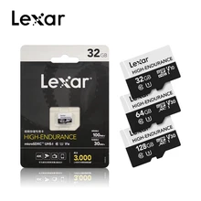 Lexar высокая выносливость Micro SD карта Макс 100 МБ/с./с карта памяти 32 Гб SDHC V10 64 Гб 128 ГБ SDXC V30 C10 Водонепроницаемая TF карта для 4K видео