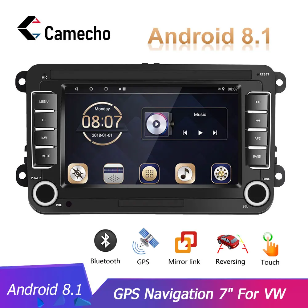 Camecho Android 8,1 Автомобильный мультимедийный playe 2 Din gps-навигатор для VW/Altea/Toledo/Leon/Skoda/Fabia/Octavia/Praktic/Yeti/Superb