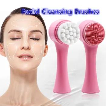 

2-Side Silicone Face Cleansing Brush Cosy Massage Facial Brush Cleanser Makeup Deep Clean Exfoliating Blackhead Cosmetic Brushes