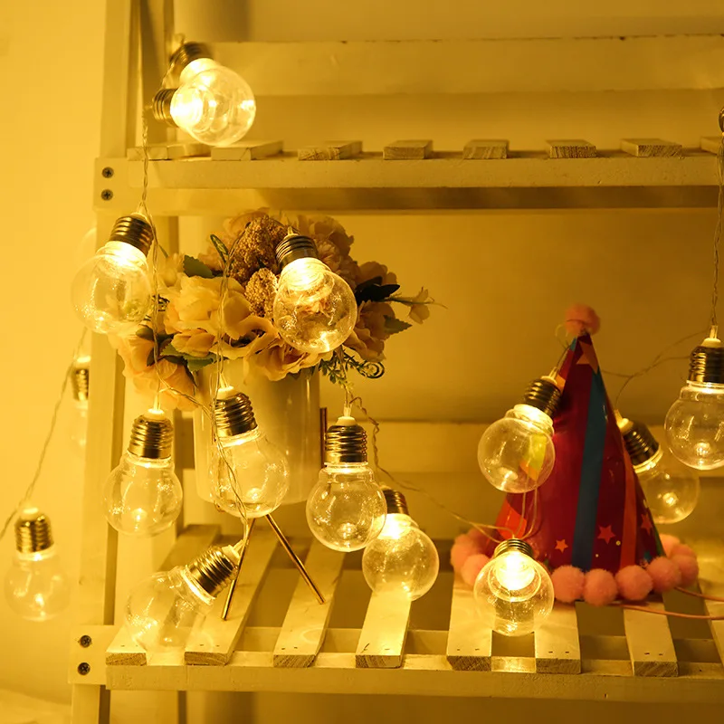 

10/20 LED Bulb Light String Battery Power Waterproof Festive Atmosphere Fairy Lights String Christmas Wedding Party Decoration