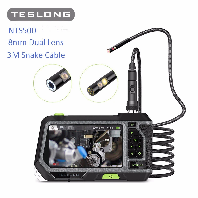 8mm3M NTS500 5,5 мм 8 мм двойной объектив камеры 1080P HD 5,0 экран ЖК-труба Автомобильная Инспекционная камера эндоскоп IP67 Видеоскоп подводный камера - Цвет: 8mm3M