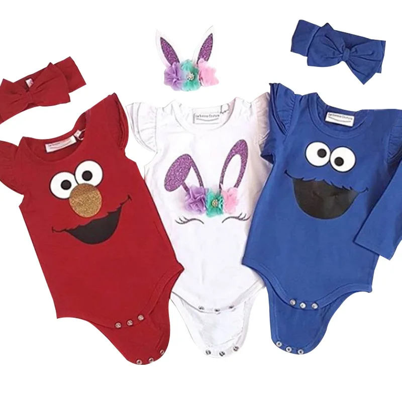 

Cross-Border Newborns for Men And Women Baby Sesame Street Cartoon Pattern Romper Onesie INS Priced Accusing