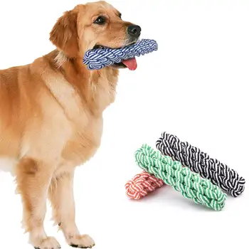 

Carrywon Cotton Rope Dog Tug Toys Cat Puppy Chew Braided Tuging Toy Corn Stick Twist Dog Molar Anti Bite Pet Training Bait Toys