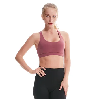 

2020 new women's solid color fitness bra back sports sling vest cross underwear S-2XL