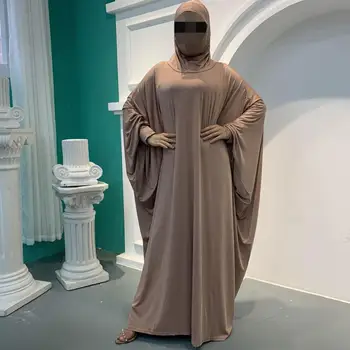 

silky bat sleeved Milk shreds muslim peignoir muslim abayas robes female full length hooded Abaya Muslim Dress Robes F1649