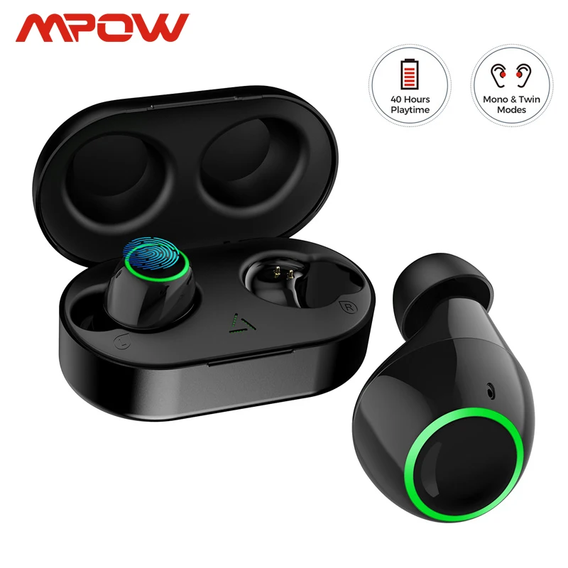 Беспроводные наушники Mpow с микрофоном TWS Bluetooth 5 0 ipx7 40 часов