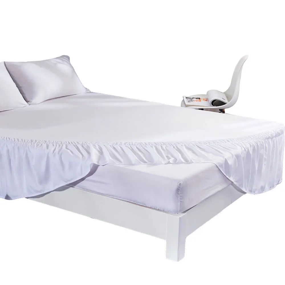 

Solid Color Bed Skirt Polyester Comfortable Soft and Breathable Home Hotel Multi-color Bed Cover Elastic with Ruffled Bed Skirt