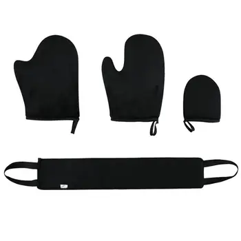 

4pcs Bathing Strip Body Exfoliating Rubs Mittens Bathing Strip Set Flocking Back Applicator Kit For Lotions Mousses Creams