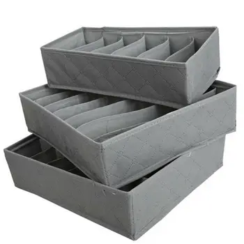 

3pcs/set Foldable Drawer Organizers Storage Box Case For Bra Ties Underwear Socks Scarf Drawer Organizers Gray